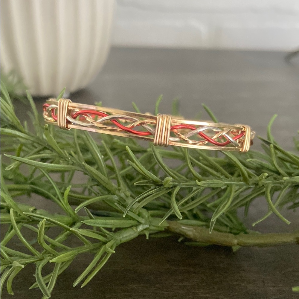 Elegant Gold and Red Braided Bracelet